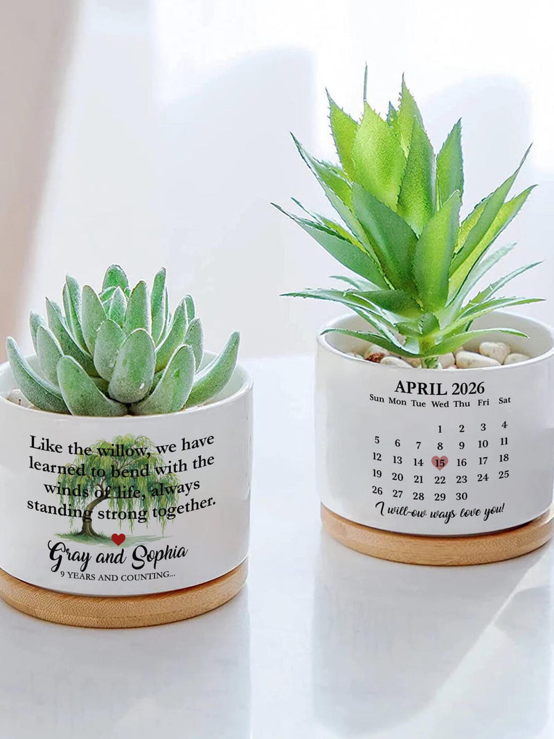 Anniversary Willow Tree Gifts Plant Pot, Year Anniversary Willow Plant Pot, Willow Tree 9 Year Anniversary Pot, Couples Gifts ANNIVERSARY
