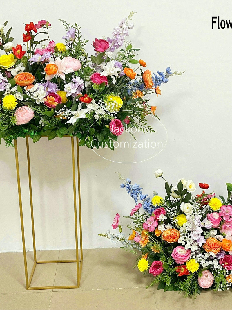 Colorful Artificial Flower Arrangement, Wedding Decor Aisle Floral wedding flower