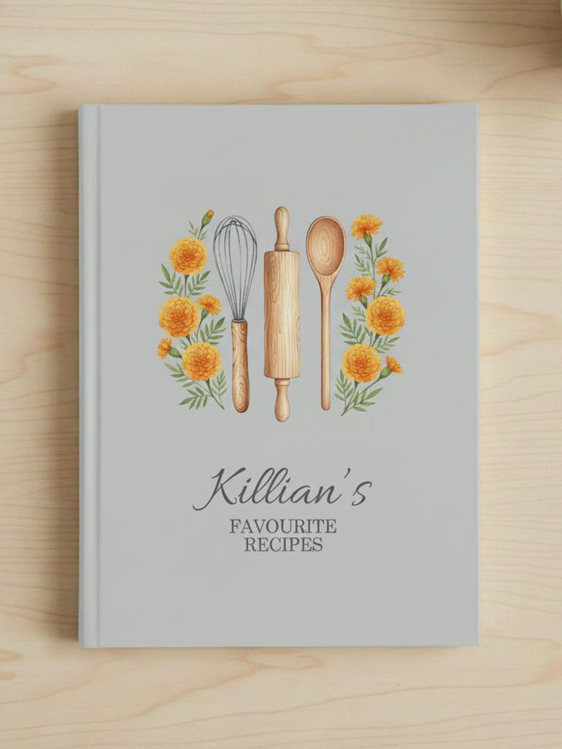 Personalized Recipe Book with Birth Flower, Custom Cookbook Journal, Custom Cooking Gift for Her, Mother's Day Gift, Birthday Gift birthday flower