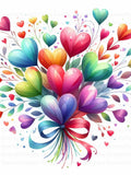 Rainbow Hearts Bouquet Clipart Set | Romance JPG | Rainbow Balloons l Anniversary Graphics (Instant Download) Love Romance Flower
