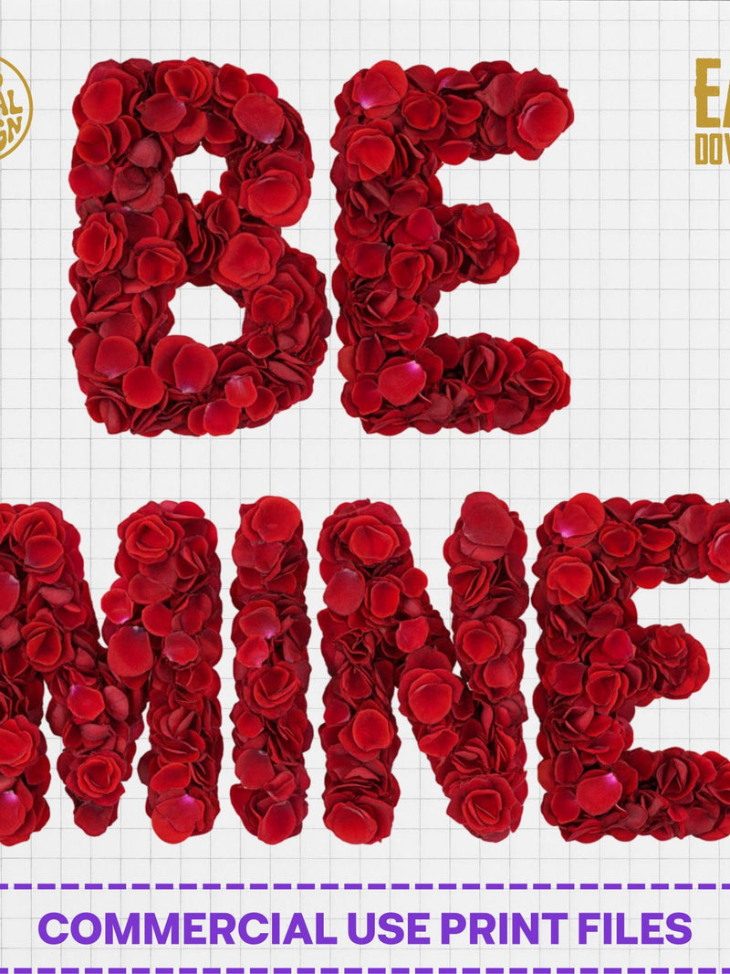 Be Mine Rose Petals PNG, Valentine Digital Image, Romance Decor, Love Graphic, Red Floral Art Love Romance Flower