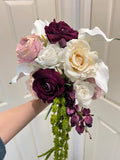 White blush pink burgundy calla lily rose bouquet Bouquet