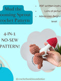 Crochet Sprout Pattern | 4-in-1 Flower Plushie | DIGITAL PDF Pattern Only | Amigurumi flower spore