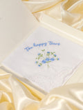 Custom Wedding Flower Handkerchief 'For Happy Tears',Embroidered Wedding Handkerchief,Personalized Bridal Gift, Mother of Bride Groom Gift wedding flower