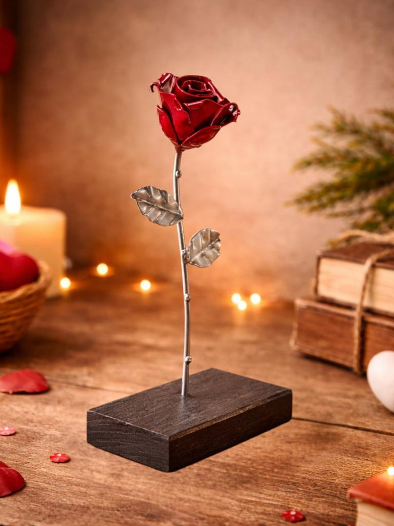 Eternal Wrought Iron Rose with Base - Gift for Saint Valentine's Day, Mother's Day, 6th year Iron Wedding Anniversary ANNIVERSARY