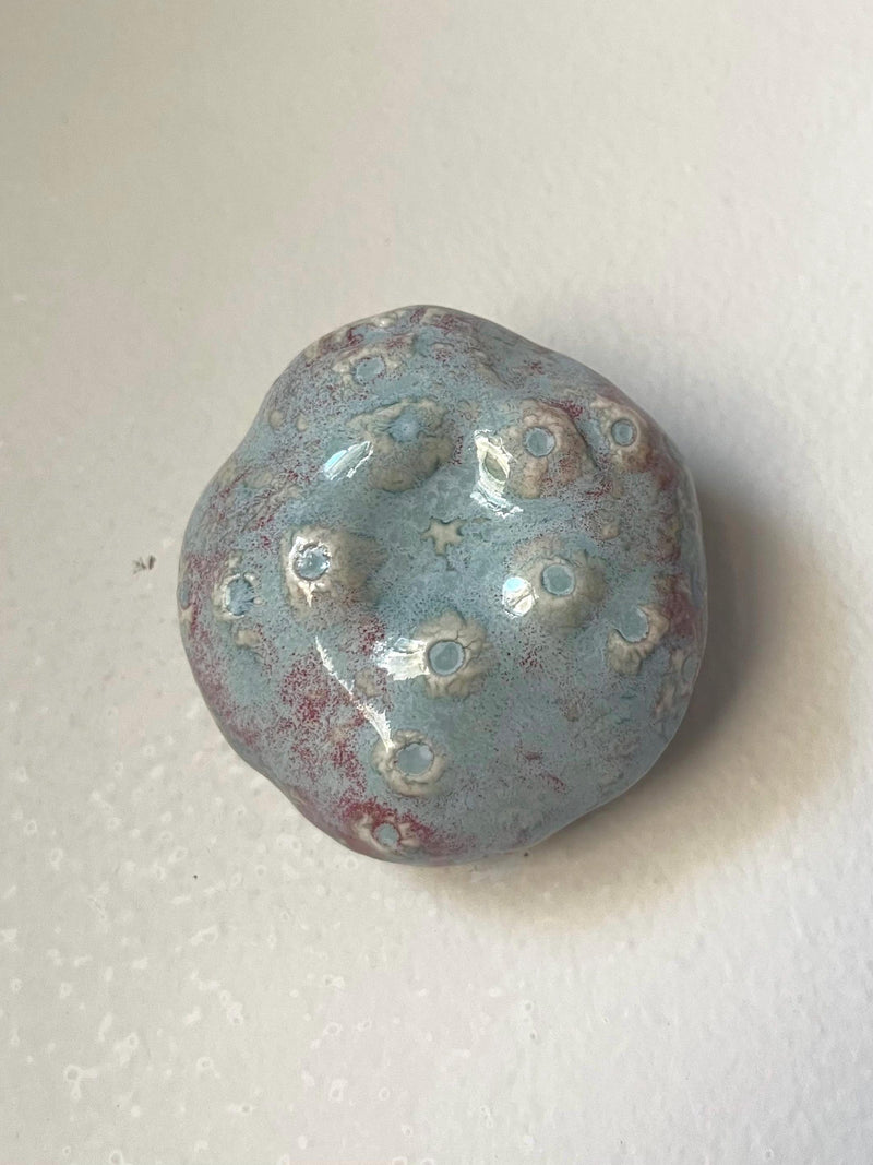 Ceramic Wall Art Purple and Blue Spore Star Pod 4 flower spore
