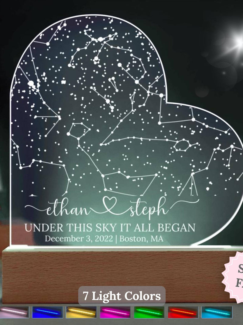 Custom Star Map by Date, Personalized Constellation Map, Star Map Night Light, Gifts for Couples, Engagement Gifts, Anniversary Gift for Her ANNIVERSARY
