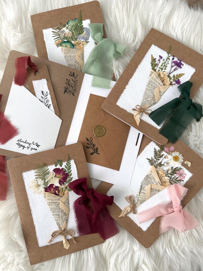 Handcrafted pressed flower card / Valentine's Day card / Floral card / Birthday card / scented with rose water. ANNIVERSARY
