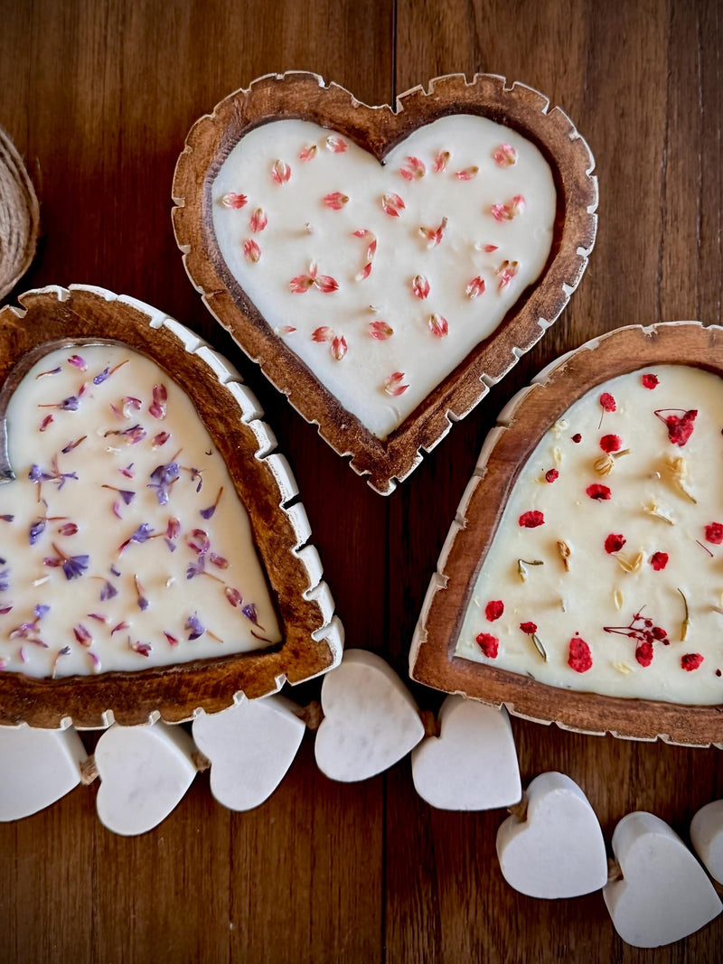 Heart Dough Bowl Candle Ð Natural Soy Wax, Rustic Home Decor house warming flower