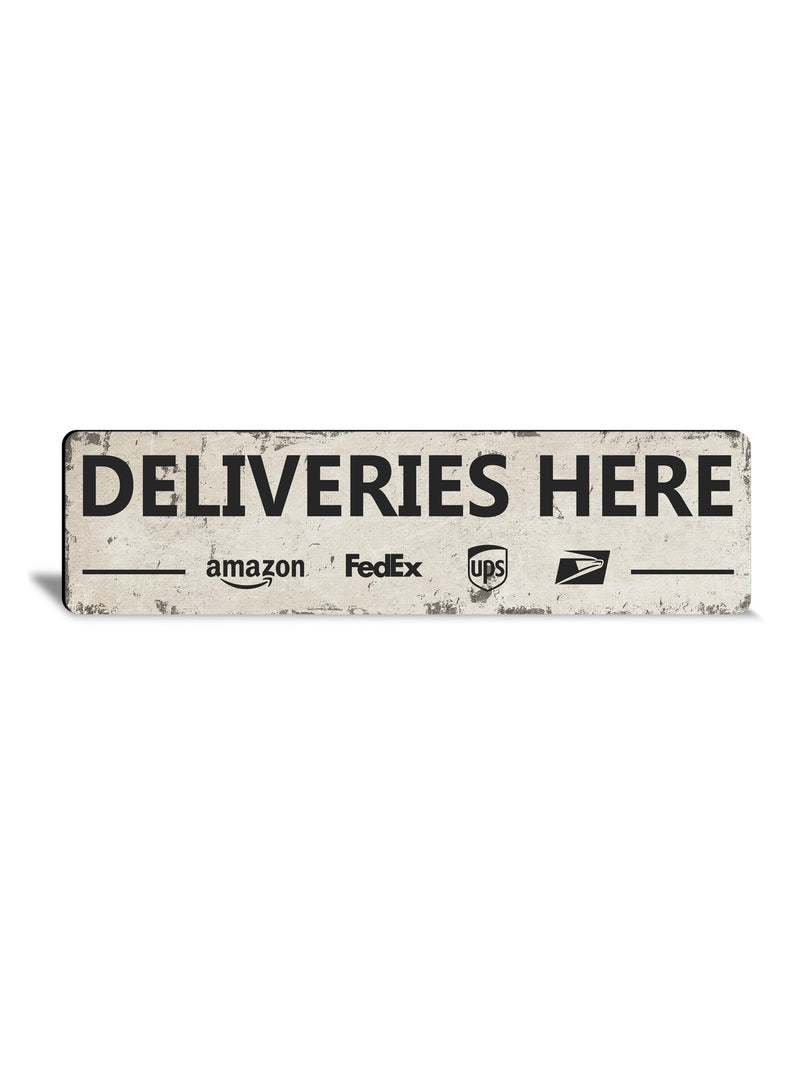 Rustic Deliveries Sign: Metal Outdoor Package Drop-Off FLOWER DELIVERY