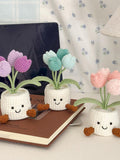Crochet Tulip in Cute Pot / Handmade Mini Potted Plant Ð Kawaii Room & Office Decor  Cute Gift for Her, Girlfriend, Colleague birthday flower