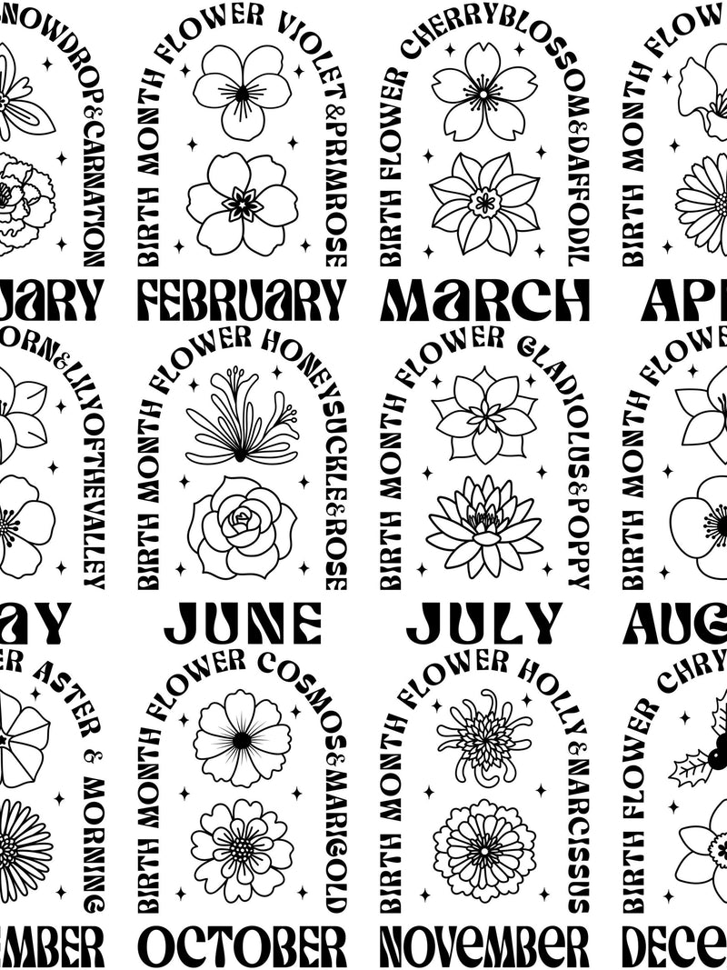 Birth Month Flower SVG Bundle | Floral Clipart bundle| Birthday Flower Designs | Digital Download birthday flower