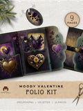 Gothic Romance Folio Ephemera Kit, Printable Junk Journal Supply, Moody Valentine's Day Digital Download, Hearts and Flowers Love Romance Flower