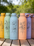Personalized Birth Flower Water Bottle Engraved Tumbler with Name Bridesmaid Gifts Christmas Gifts for Mom Bridesmaid Proposal Gift for Her birthday flower