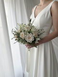 Ivory Rose Wedding Artificial Bouquet Ð Rustic Silk Bridal Flowers with Greenery & Eucalyptus wedding flower