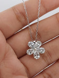 1.25ct Pear Diamond Flower Necklace, Solitaire Diamond Necklace in Solid White Gold, Flower Pendant, Perfect gift for her ANNIVERSARY