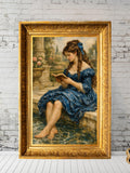 Vintage Woman Reading Wall Art, Bookish Home Decor, Moody Floral, Dark Romance, Digital Download Love Romance Flower