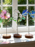 Stained Glass Birth Month Flower Stake | Unique Mother's Day Gift for Mom | Handcrafted Floral Suncatcher | Forever Bouquet Garden Decor ANNIVERSARY