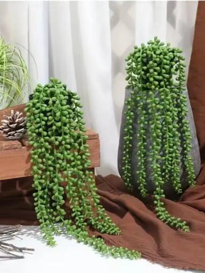 Lifelike Artificial Lush Hanging Succulents Home Wedding Green Plant Wall Hanging Vine Decorative Plant Wall Balcony Outdoor faux plants