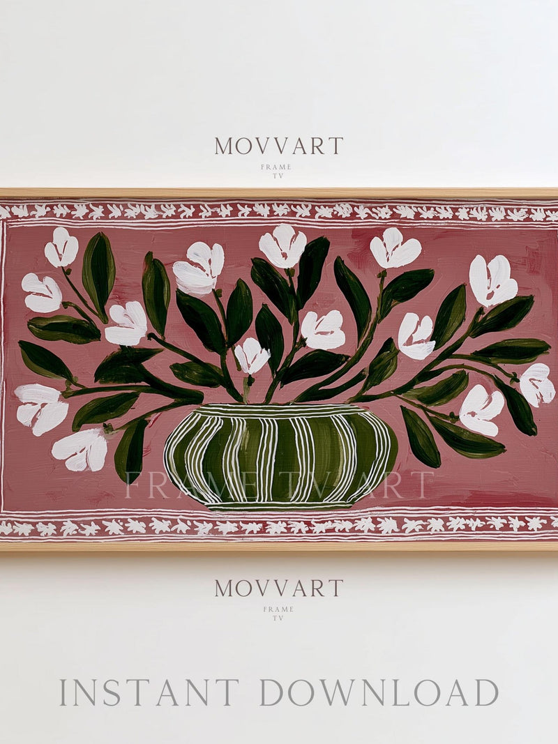 Spring Flowers Art for Samsung Frame TV, Botanical Painting Art Instant Download house warming flower