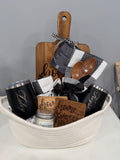 Engravable Housewarming Gift Basket | Acacia Cutting Board & Wine Tumblers house warming flower