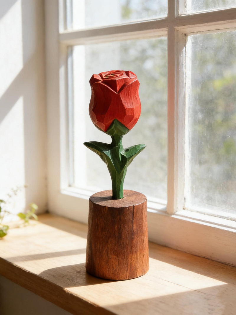 Forever Flower Gift Ð Personalized Wooden Rose, Wood Carved Forever Rose with Stand, Romantic Anniversary Gift ANNIVERSARY