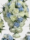 Artificial wedding bouquets flowers sets ivory & baby blue roses hydrangea wedding flower