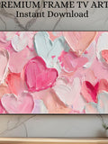 Romantic Pink Heart Textured Floral TV Frame Art, Pastel Flower Digital Wall Art, Valentine Love Artwork, Samsung Frame TV Art  084 Love Romance Flower