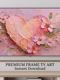 Romantic Pink Heart Floral TV Frame Art, Pastel Flower Digital Wall Art, Valentine Love Artwork, Samsung Frame TV Art, Cottagecore Decor 87 Love Romance Flower