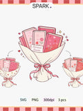 Romance Book Bouquet Sticker PNG / Valentine Romance Books Stickers / Bookish Valentines day Gift Love Romance Flower
