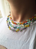 Handmade Daisy Necklace, Mothers Day Gift, Spring Style, Beaded Necklaces, Birth Flower Jewelry, Seed Bead Wildflower Choker birthday flower