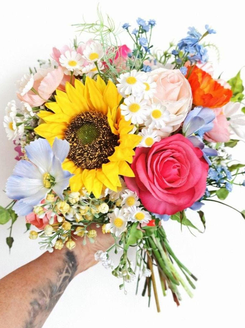 Handmade Silk Wildflower Bridal Bouquet Ð Country Garden Wedding Bouquet