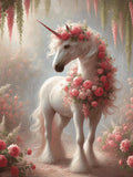 Printable Rose Adorned Unicorn ValentineÕs Day Card Romantic Fantasy Love Art Digital Download Love Romance Flower