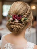 Flower hair comb burgundy dusty pink flower Wedding hair piece burgandy blush Floral headpiece Marsala Bridal Rustic flower comb for women wedding flower