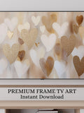 Romantic Golden glitter Heart Textured Floral TV Frame Art, Pastel Flower Digital Wall Art, Valentine Love Artwork, Samsung Frame TV Art  96 Love Romance Flower