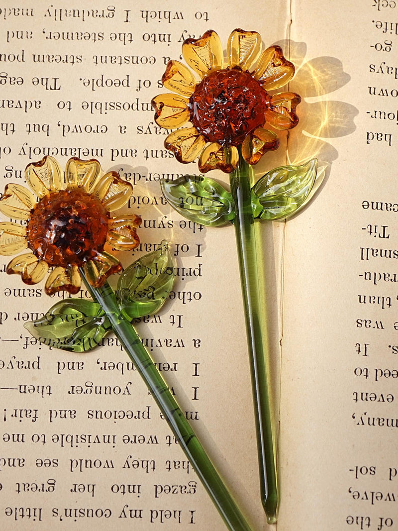 Personalized Birth Month Gift, Glass Flower Bouquet, Valentine's, Wedding, or Mother's Day Present, Glass Sunflower birthday flower