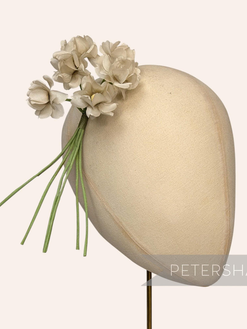 Beige 'Carla' Silk Vintage Hydrangea Millinery Flower Mount for Hat Trimming silk flower