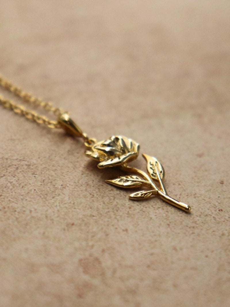 Flower pendant necklace, Flower necklace, Gold flower necklace, Anniversary gift, Rose necklace, Gold pendant necklace for women ANNIVERSARY