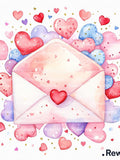 20 Love Letters Clipart, Romantic Watercolor Envelopes with Hearts, Valentine Floral Illustration Bundle. High Quality JPG Love Romance Flower