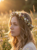 Daisy Flower Crown for Brides Ð Delicate Boho Meadow Hair wreath silk flower