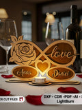 Rose Infinity Heart SVG,Personalized Wedding Gift,Laser Cut Tealight Holder File,Valentine Anniversary Decor,Floral Candle Stand (Digital) Love Romance Flower