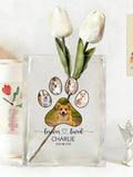 Custom Dog Memorial Acrylic Book Vase, Reader Book Vase, Book Shaped Flower Vase, Custom Book Vase, Bookish Home Decor, Pet Sympathy Gift sympathy flower