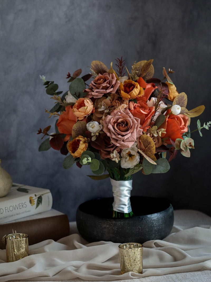Terracotta Bouquet, Slik Flower Wedding, Bridal Bouquet Bouquet