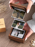 Personalized Wood Photo Box, Anniversary Keepsake Gift For Her, Pull Out Photo Album, Custom Memory Collection Photo Frame, Gift for Him ANNIVERSARY