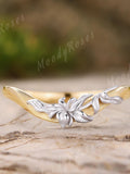 2mm Wide Two-Tone Iris Birthday Flower Engraved Curved Wedding Ring Ð Unique Floral Band for Bride & Groom birthday flower