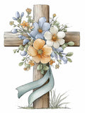 16 PNG Floral Cross Clipart, Watercolor Wooden Illustration, Christian Flower Sympathy Memorial sympathy flower