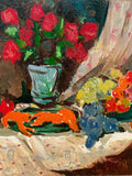 Still life. Original painting by Ukrainian artist L. Zakharova. 19-24 cm, oil on cardboard, 1970s. FLOWER DELIVERY