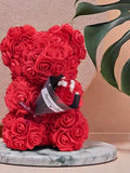 22CM Rose Teddy Bear Carrying Flower Bouquet | Pink, White, Red | Valentine's Gift, Mother's Day Love Romance Flower