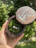 Custom Birth Flower Ring Box | Mother of Pearl Wood Wedding Engagement Holder wedding flower