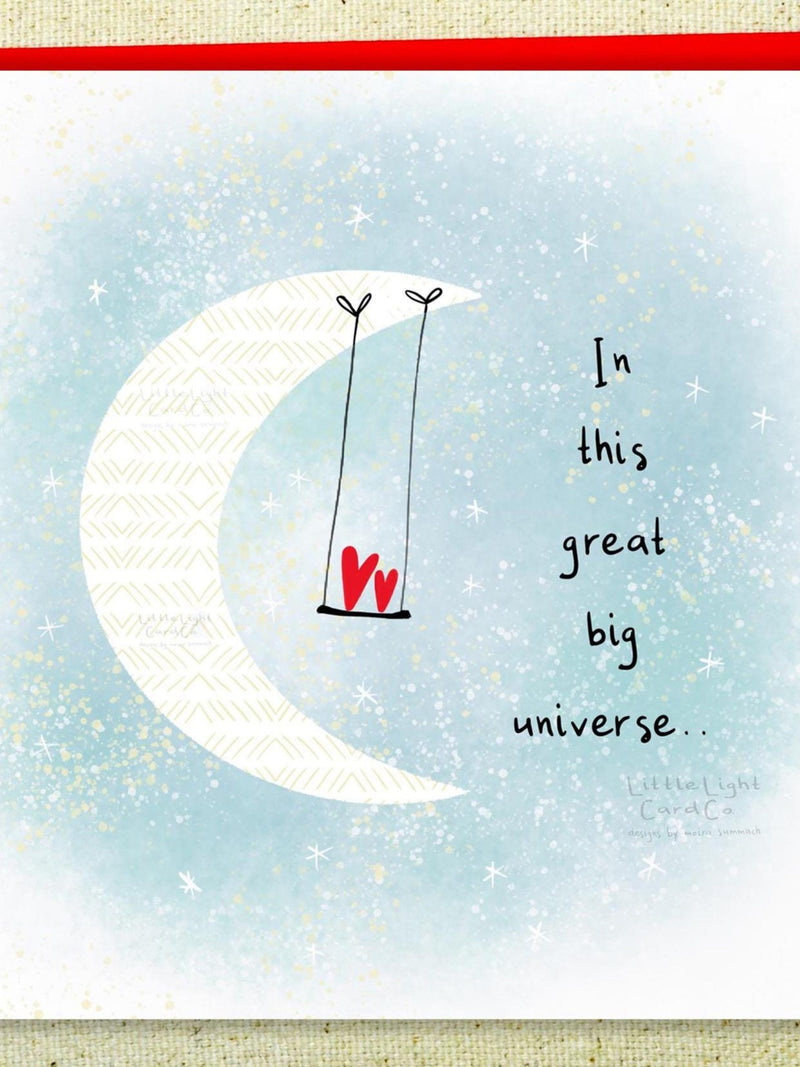 Moon and Hearts Anniversary Card, Romantic Valentine's Day Gift ANNIVERSARY